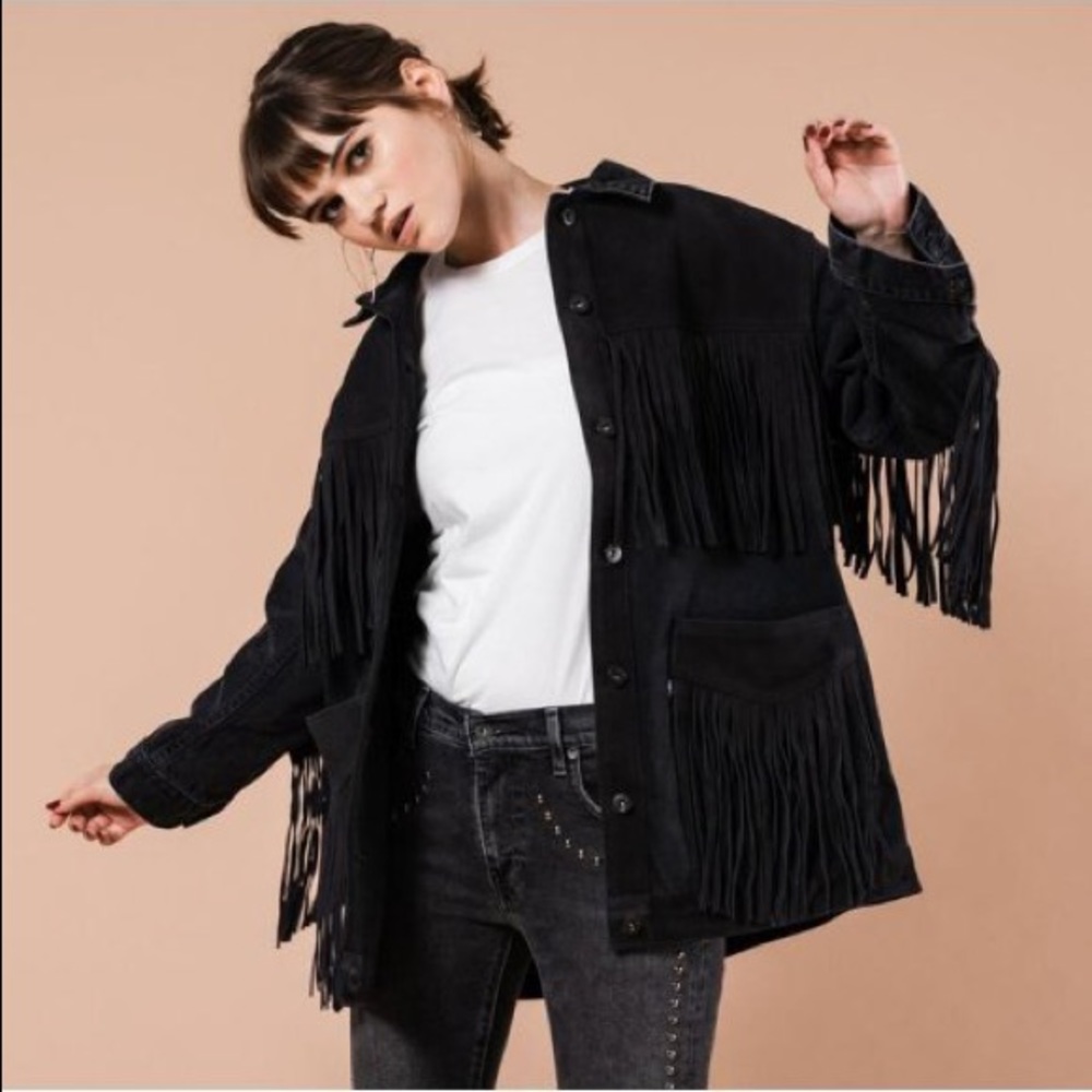 Levi’s ranch handler fringe suede denim jacket size large